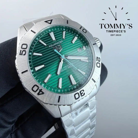 AAA+ Aquaracer Professional 200 Solargraph 40mm Green Dial-Stainless Steel Bracelet (Matt Silver Bezel) Watches