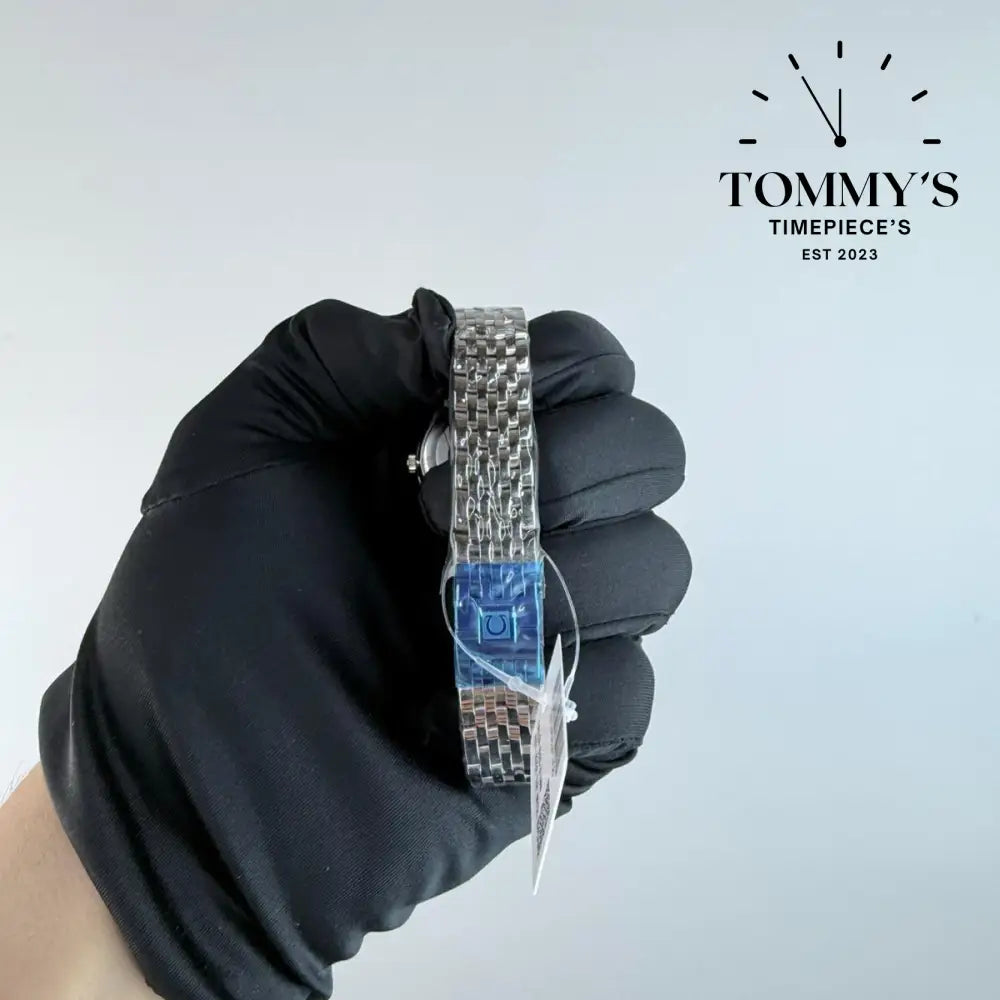 AAA+ Ladies De Ville Prestige 27.5mm White Mother-Of-Pearl Dial-Stainless Steel Bracelet (Diamond-Paved Bezel)