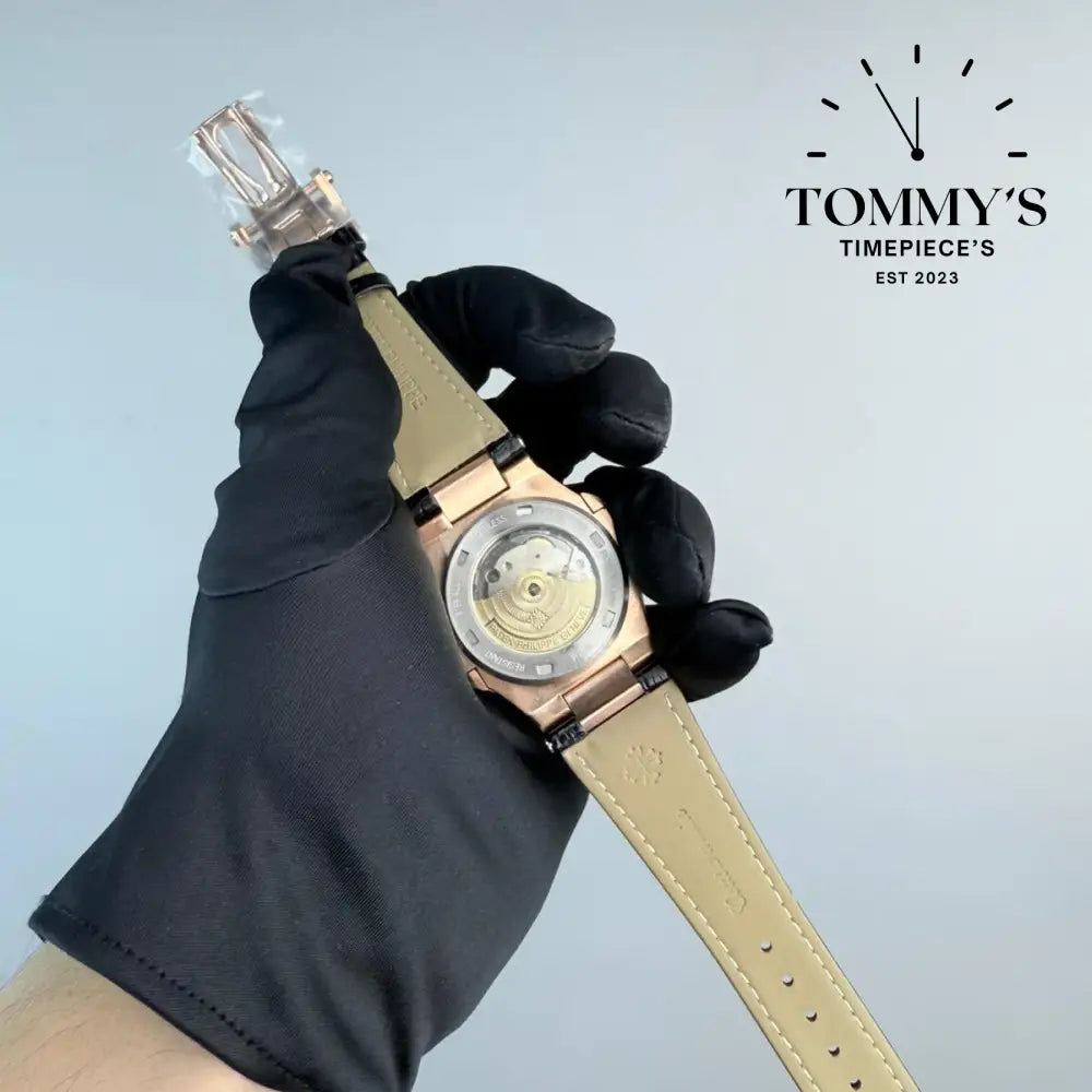 AAA+ Nautilus Rose Gold Grey Dial 40mm Leather Strap