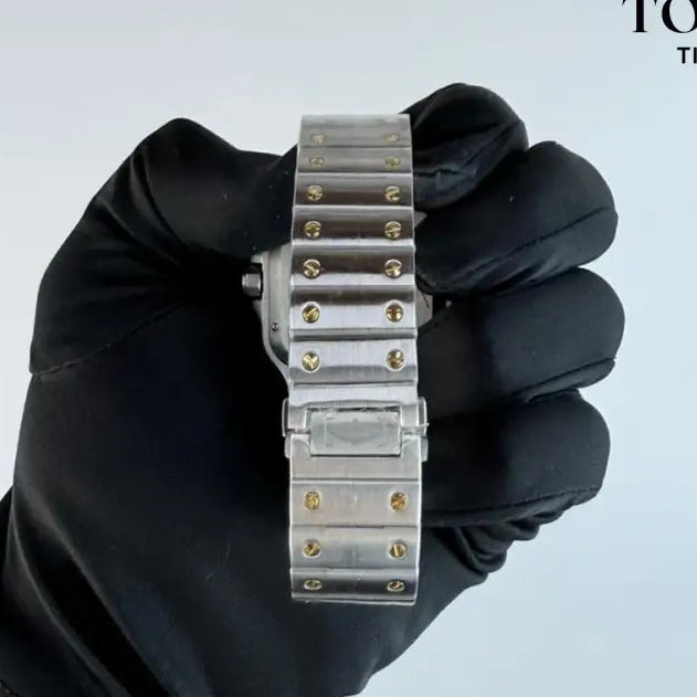 AAA+ Santos (Large Model) 39.8mm White Dial-Stainless Steel Bracelet (Yellow Gold Bezel) Watches