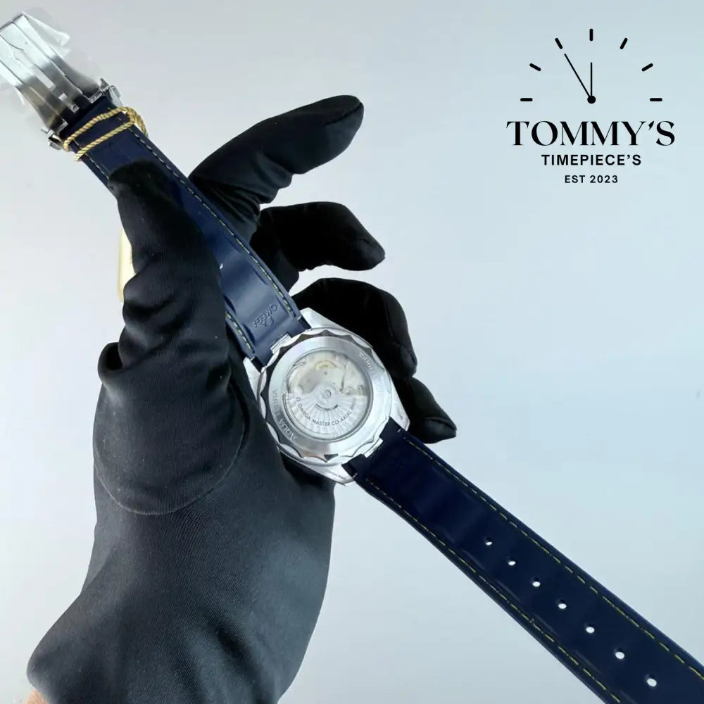 AAA+ Seamaster Aqua Terra 150M Co-Axial Master Chronometer 43mm Blue Dial-Rubber Strap (Silver Bezel)