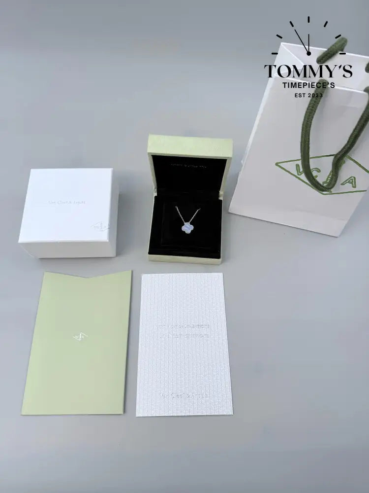 Silver VCA Necklace With Box Bag And Certificate