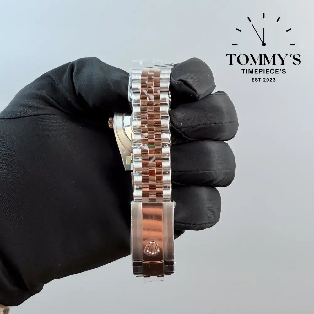 Superclone Datejust 41mm Diamond Chocolate Dial (Bimetal Rose Gold) On Jubilee With Fluted Bezel