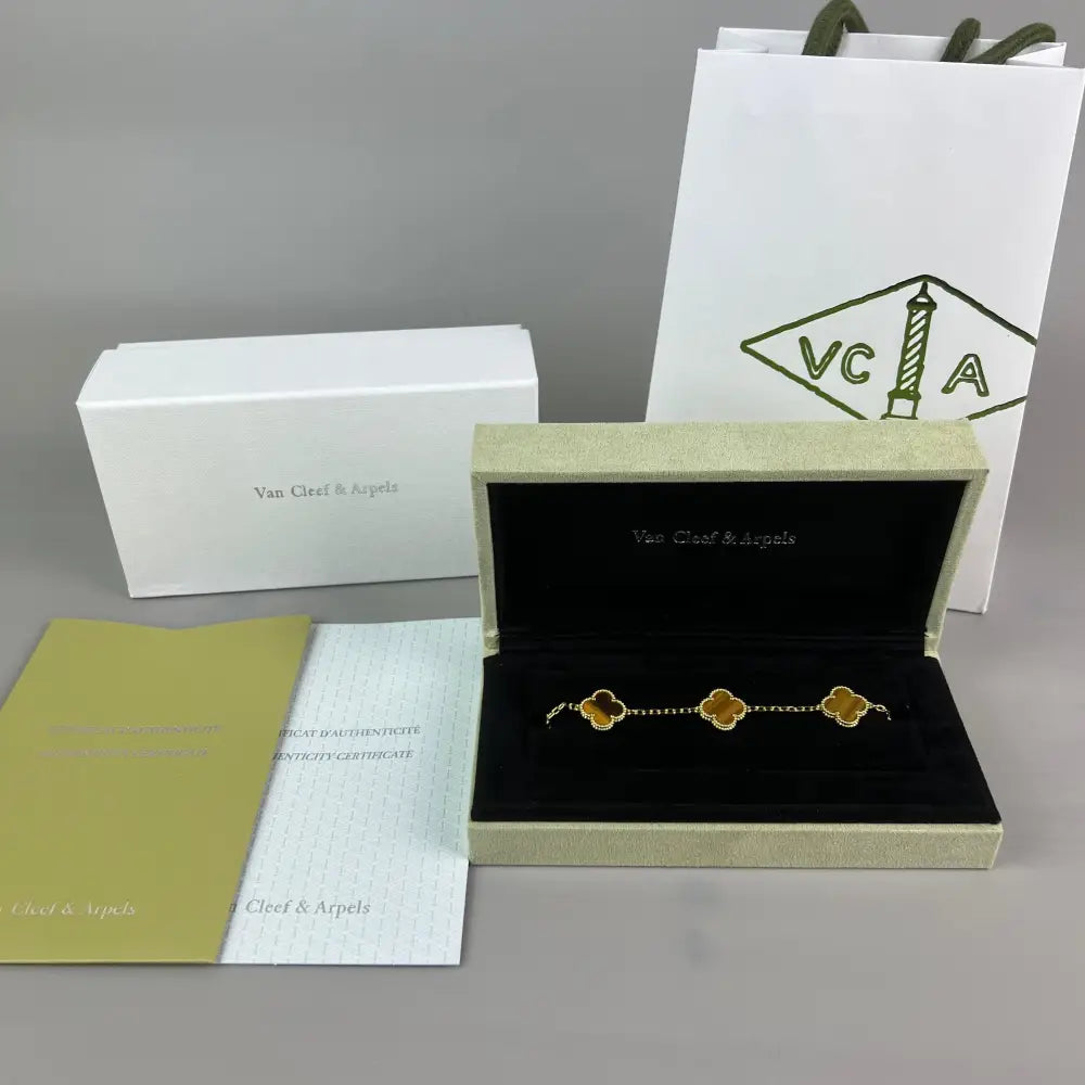 Yellow Gold Vca Bracelet Sets With Box Bag And Certificate
