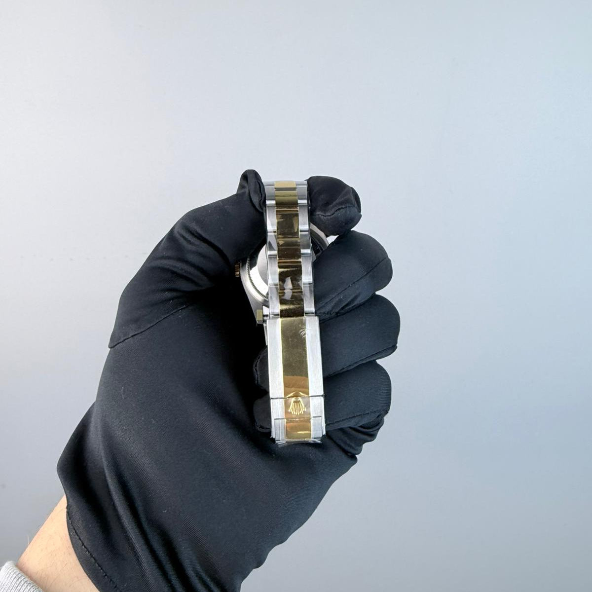 Superclone Explorer (124273), 36mm Black Dial-Oyster Bracelet (Gold Smooth Bezel Two-tone)