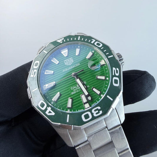 AAA+ Aquaracer Calibre 5 300M, 43mm Green Dial-Stainless Steel Bracelet (Green Bezel)