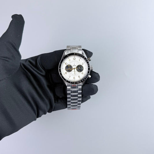 AAA+ Speedmaster Chronoscope Paris 2024, 43mm White Dial-Stainless Steel Bracelet (Black Bezel)