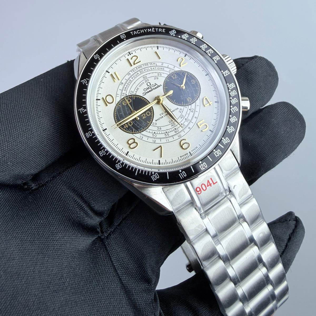 AAA+ Speedmaster Chronoscope Paris 2024, 43mm White Dial-Stainless Steel Bracelet (Black Bezel)