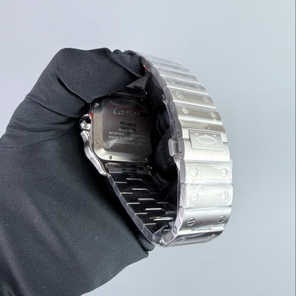 BVF Superclone Santos Large (WSSA0030), 39.8mm Gradient Blue Dial-Stainless Steel Bracelet (Silver Bezel) [Free Leather Strap]