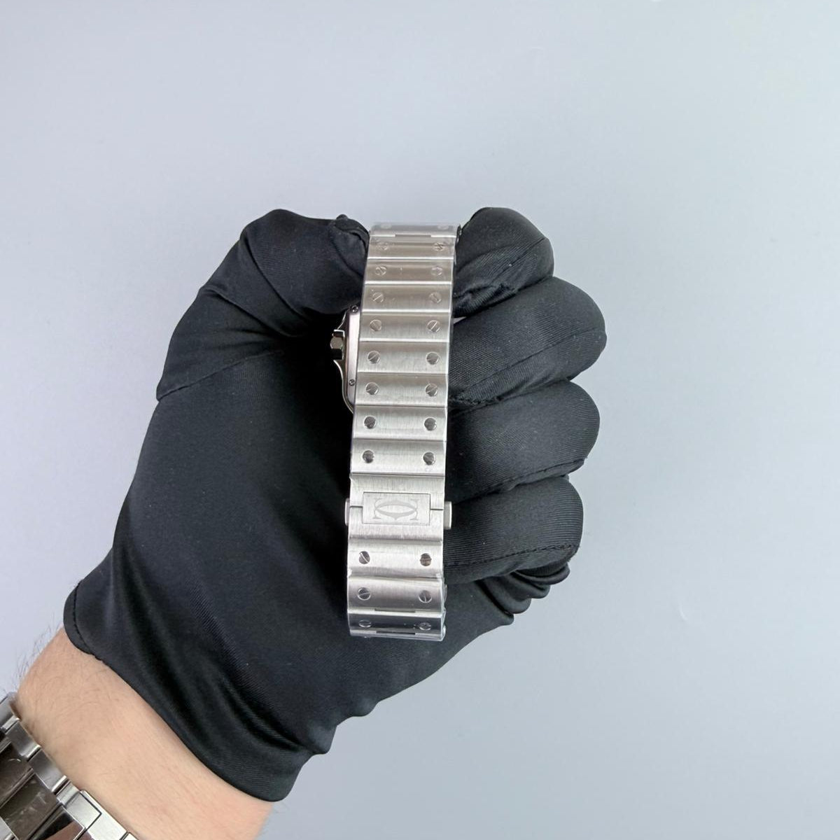 BVF Superclone Santos Large (WSSA0030), 39.8mm Gradient Blue Dial-Stainless Steel Bracelet (Silver Bezel) [Free Leather Strap]