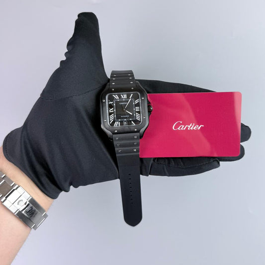 BVF Superclone Santos Large (WSSA0039), 39.8mm Black Dial-Black Rubber Strap (Black Bezel)