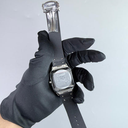 BVF Superclone Santos Large (WSSA0039), 39.8mm Black Dial-Black Rubber Strap (Black Bezel)