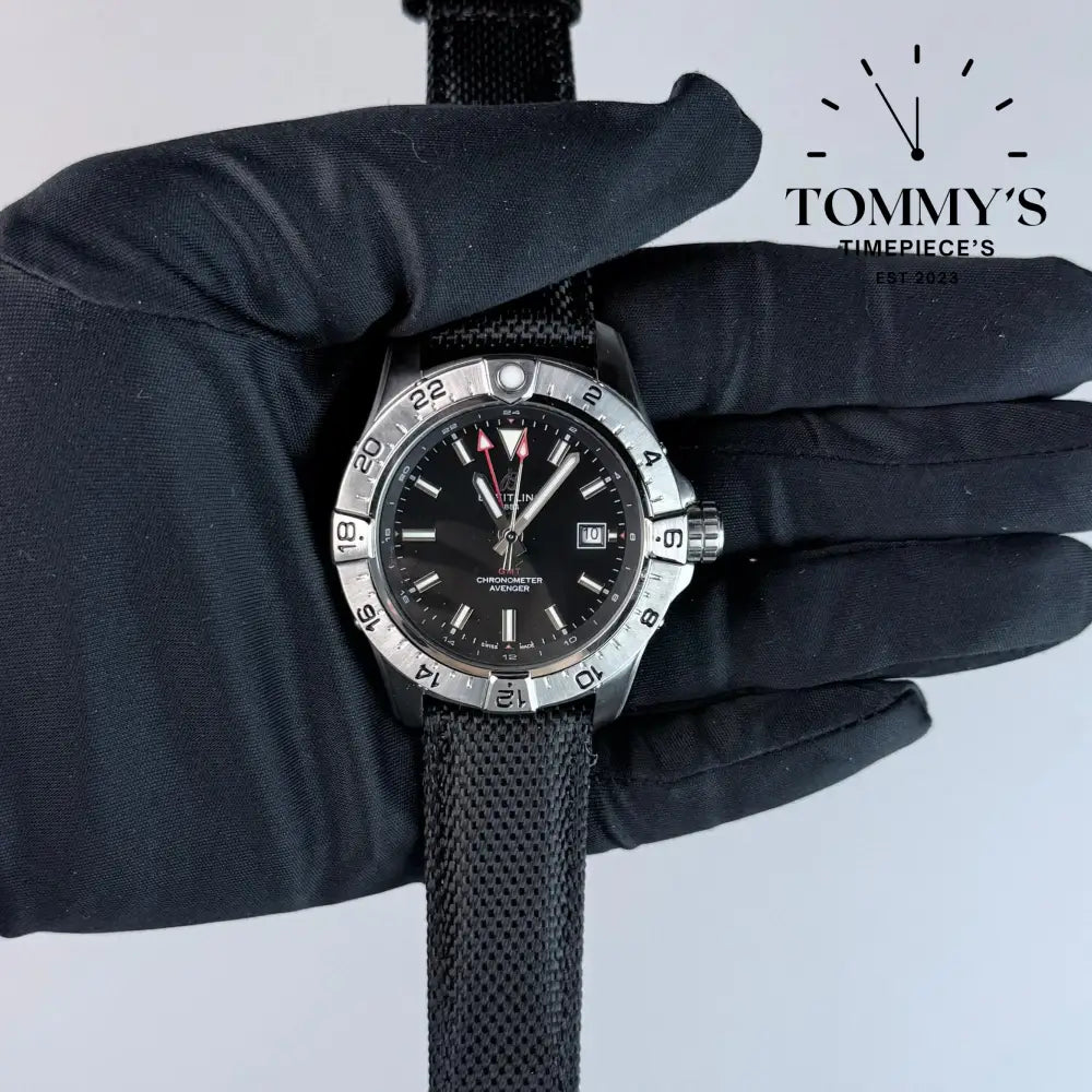 AAA+ Avenger Automatic GMT 44mm Black Dial - Stainless Steel