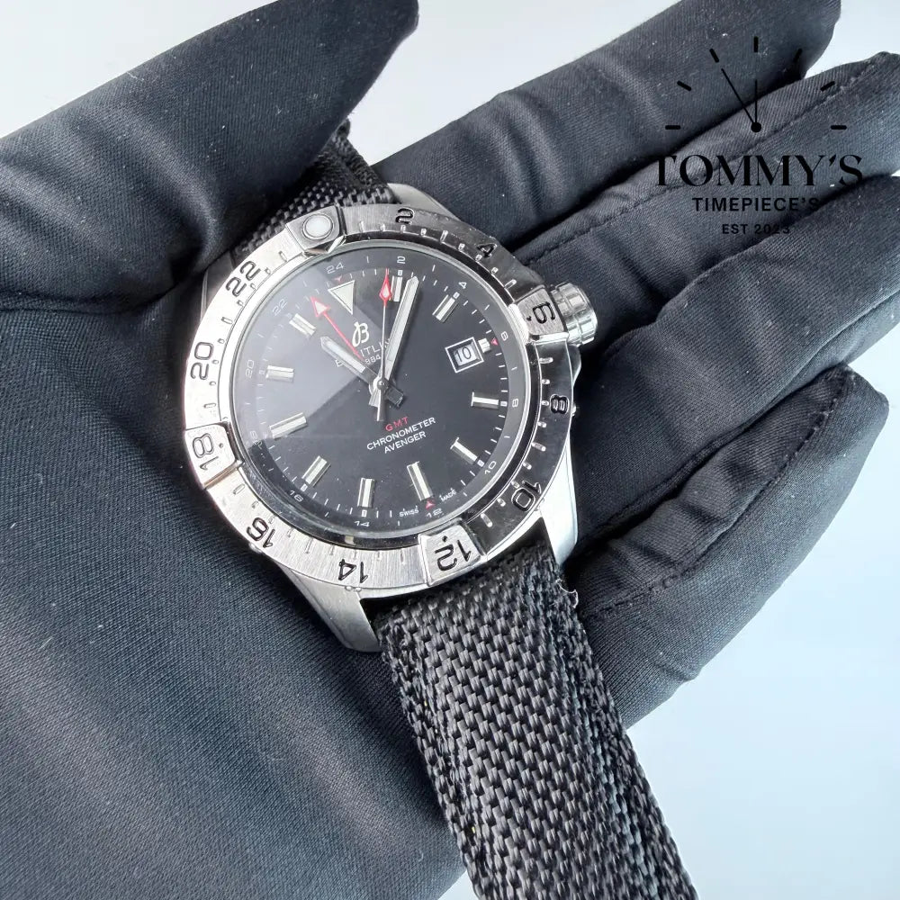 AAA+ Avenger Automatic GMT 44mm Black Dial - Stainless Steel