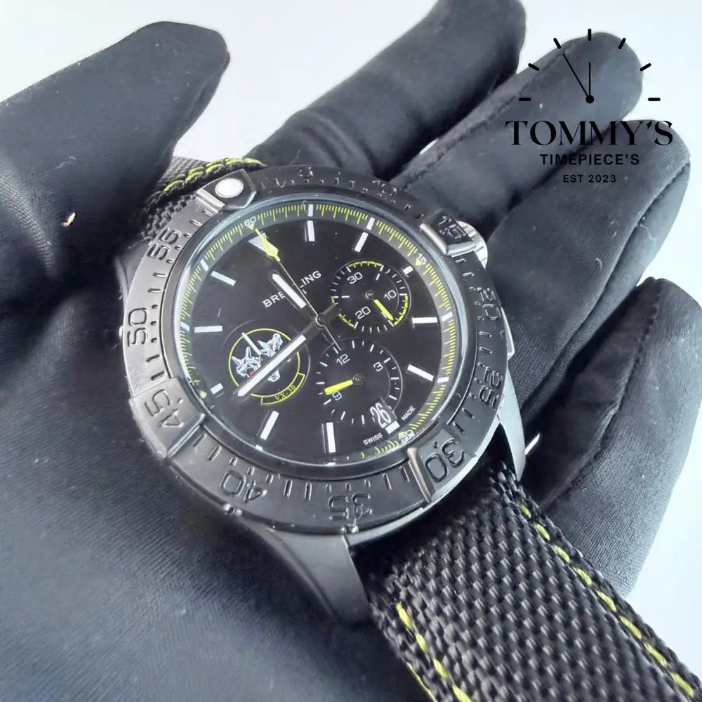 AAA+ Avenger B01 Chronograph 44 Night Mission USN Bloodhounds Black Dial