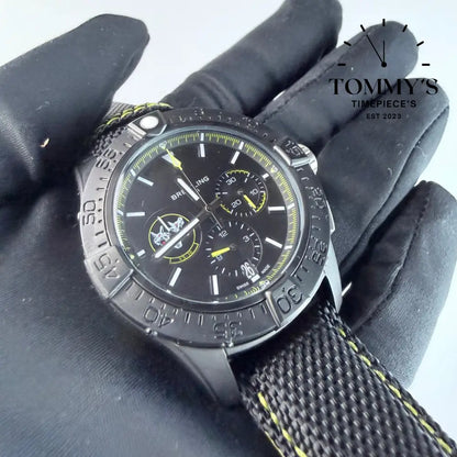 AAA+ Avenger B01 Chronograph 44 Night Mission USN Bloodhounds Black Dial
