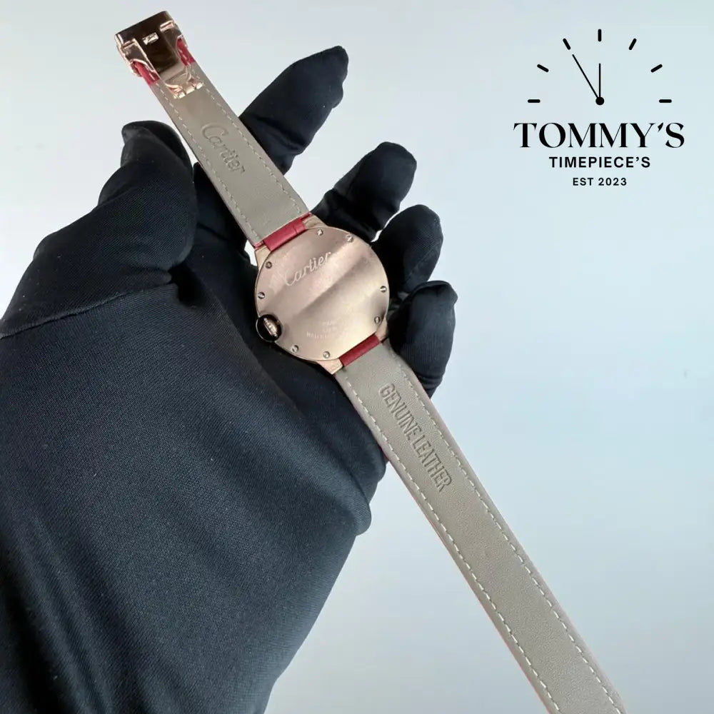 AAA+ Ballon Bleu 33mm White Dial-Burgundy Leather Strap(Diamond-Set Bezel)