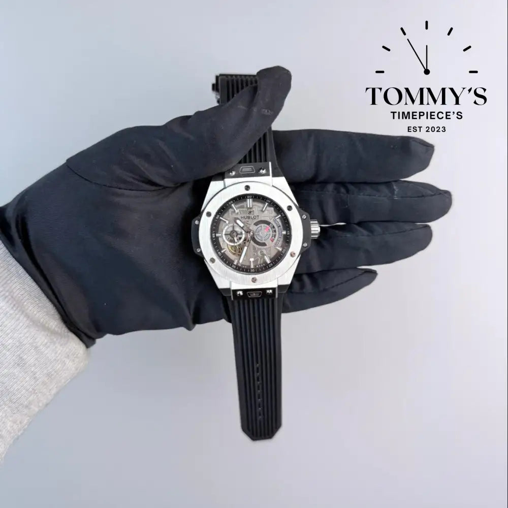 AAA+ Big Bang Meca-10 42mm Skeletonized Dial-Rubber Strap (Silver Dial) Watches