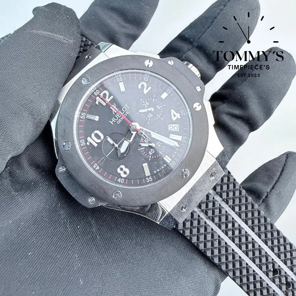 AAA+ Big Bang Original 44mm Black Dial-Rubber Strap (Black Bezel) Watches