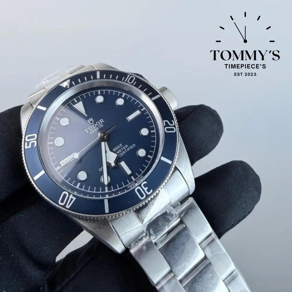 AAA+ Black Bay 41mm Blue Dial-Solid Stainless Steel Bracelet (Blue Bezel)