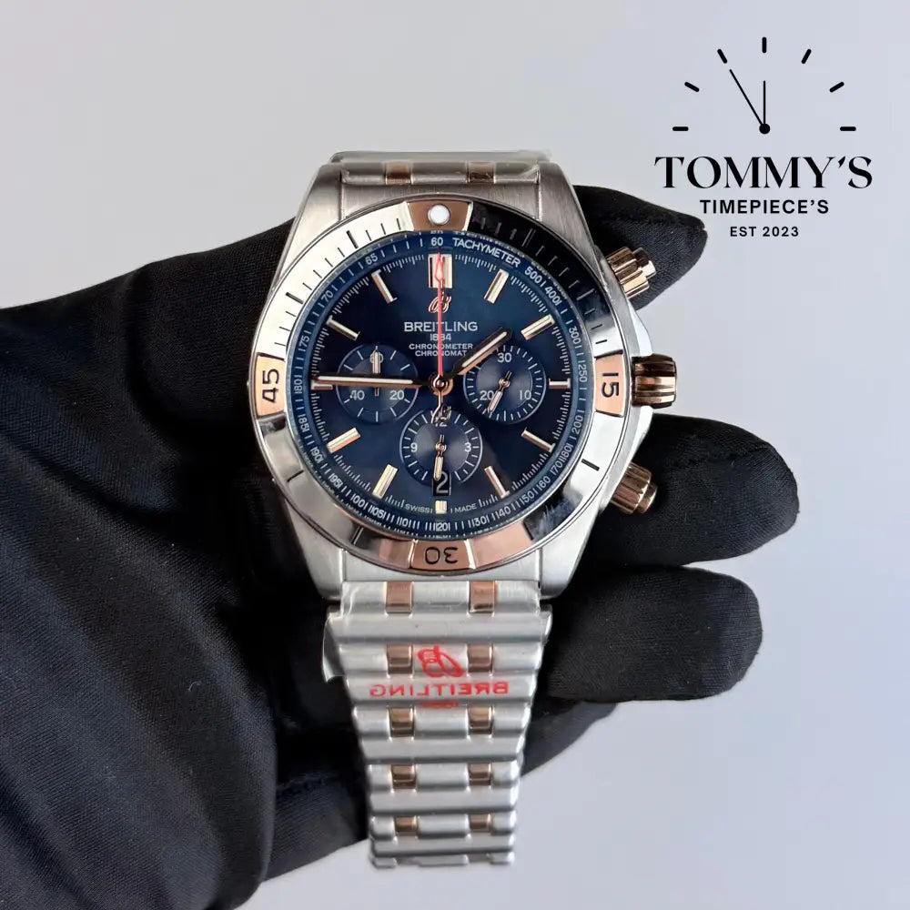 AAA+ Chronomat B01 42mm Blue Dial (Rose Gold Bezel)
