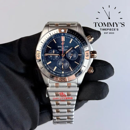 AAA+ Chronomat B01 42mm Blue Dial (Rose Gold Bezel)