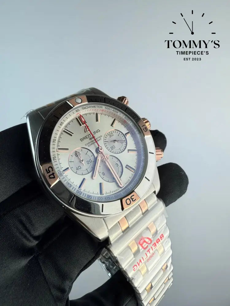 AAA+ Breitling Chronomat B01 42 Stainless Steel & 18k Rose Gold-Silver Dial - Ref. IB0134101G1A1