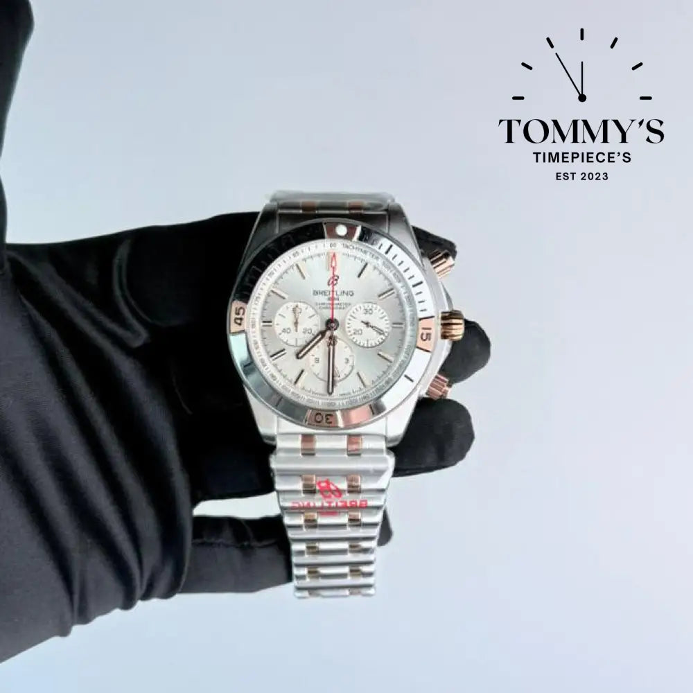 AAA+ Breitling Chronomat B01 42 Stainless Steel & 18k Rose Gold-Silver Dial - Ref. IB0134101G1A1