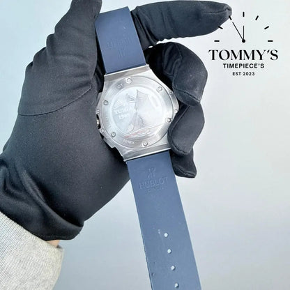 AAA+ Classic Fusion Chronograph Titanium Blue 42mm Blue Sunray-Rubber Strap (Grey Bezel) Watches