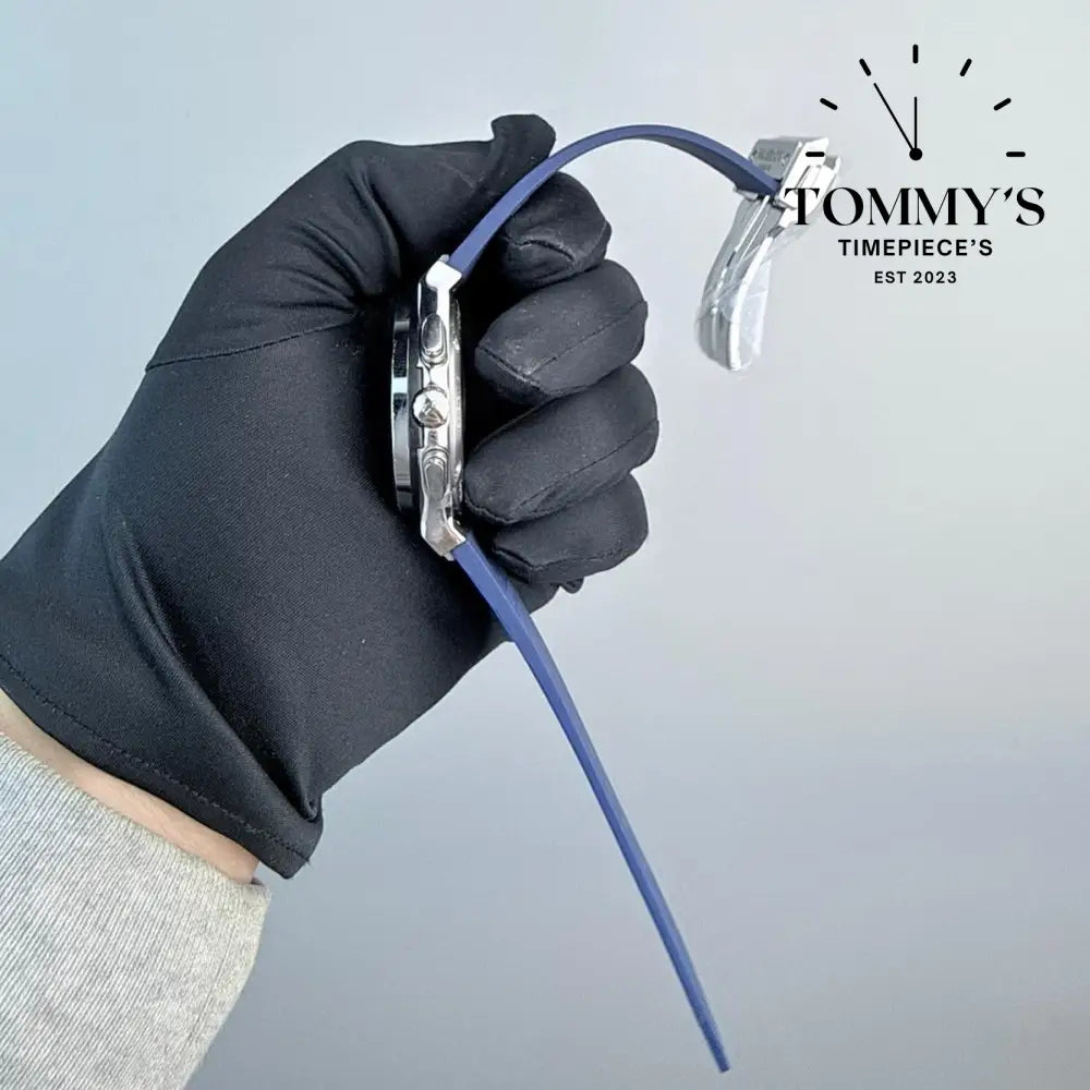 AAA+ Classic Fusion Chronograph Titanium Blue 42mm Blue Sunray-Rubber Strap (Grey Bezel) Watches