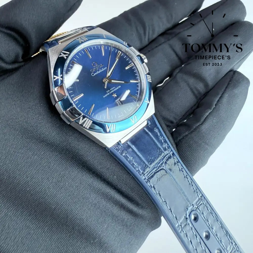 AAA+ Constellation Co-Axial Master Chronometer 41mm Blue Dial-Rubber Strap (Blue Bezel)
