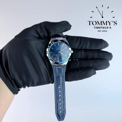 AAA+ Constellation Co-Axial Master Chronometer 41mm Blue Dial-Rubber Strap (Blue Bezel)
