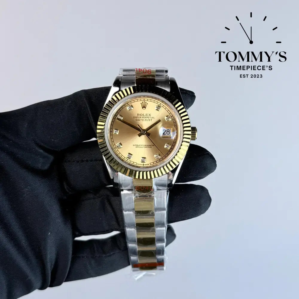 AAA+ Datejust (116333) 41mm Champagne Diamond Dial-Oyster Bracelet (Fluted Bezel)