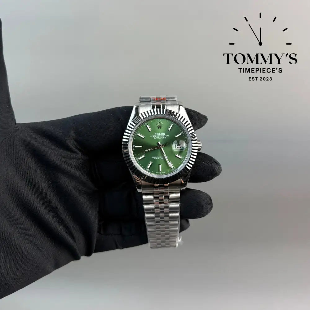 AAA + Datejust 41mm Green Dial On Jubilee With Fluted Bezel