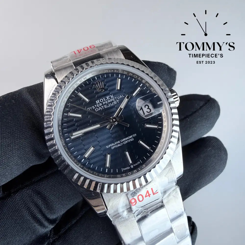AAA+ Datejust (126234) 41mm Blue Motif Dial-Oyster Bracelet (Fluted Bezel)