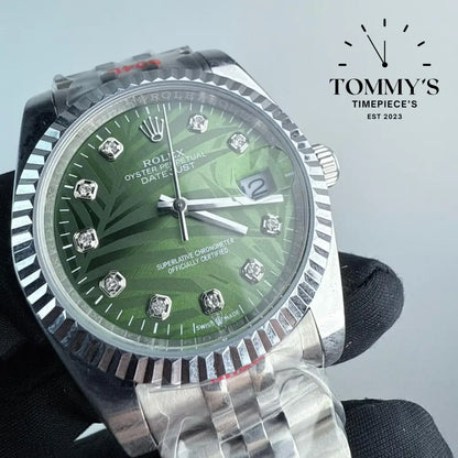 AAA+ Datejust (126234) 36mm Green Palm Motif Dial-Jubilee Bracelet (Fluted Bezel)