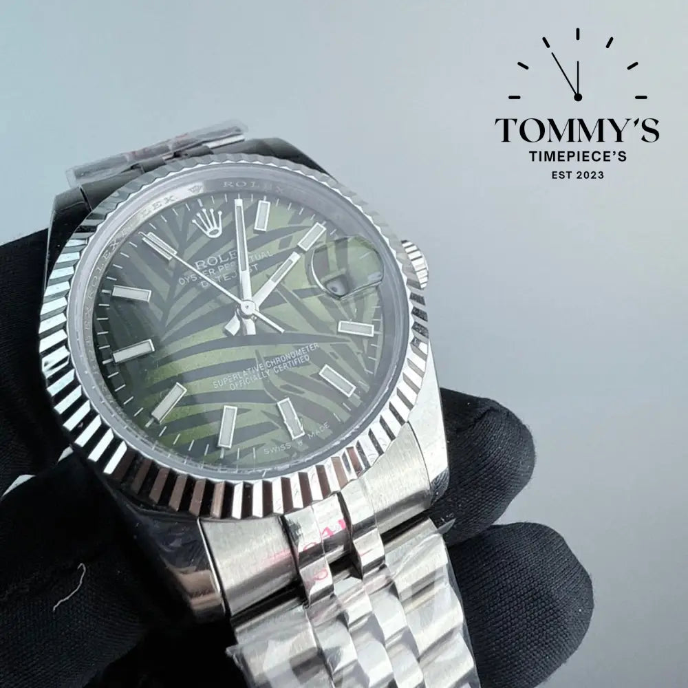 AAA+ Datejust (126234) 36mm Green Palm Motif Dial-Jubilee Bracelet (Fluted Bezel)