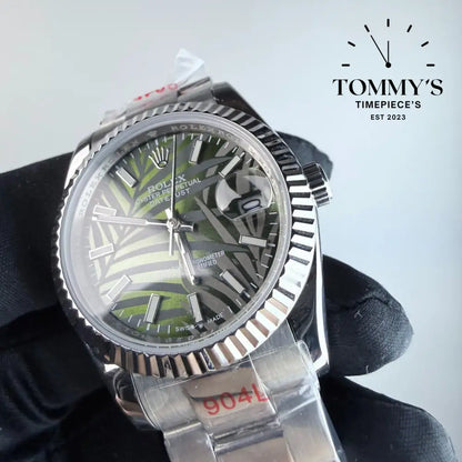 AAA+ Datejust (126234) 36mm Green Palm Motif Dial-Oyster Bracelet (Fluted Bezel)