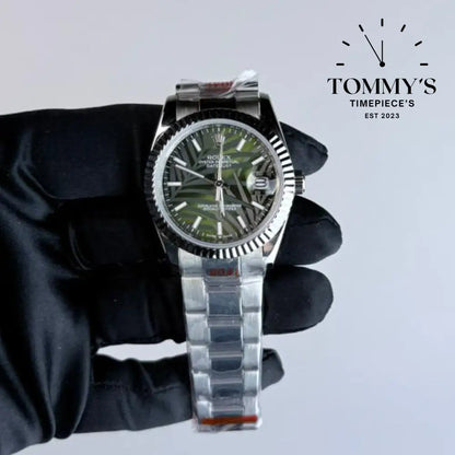 AAA+ Datejust (126234) 36mm Green Palm Motif Dial-Oyster Bracelet (Fluted Bezel)
