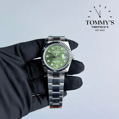 AAA+ Datejust (126234) 36mm Green Palm Motif Dial-Oyster Bracelet (Fluted Bezel)