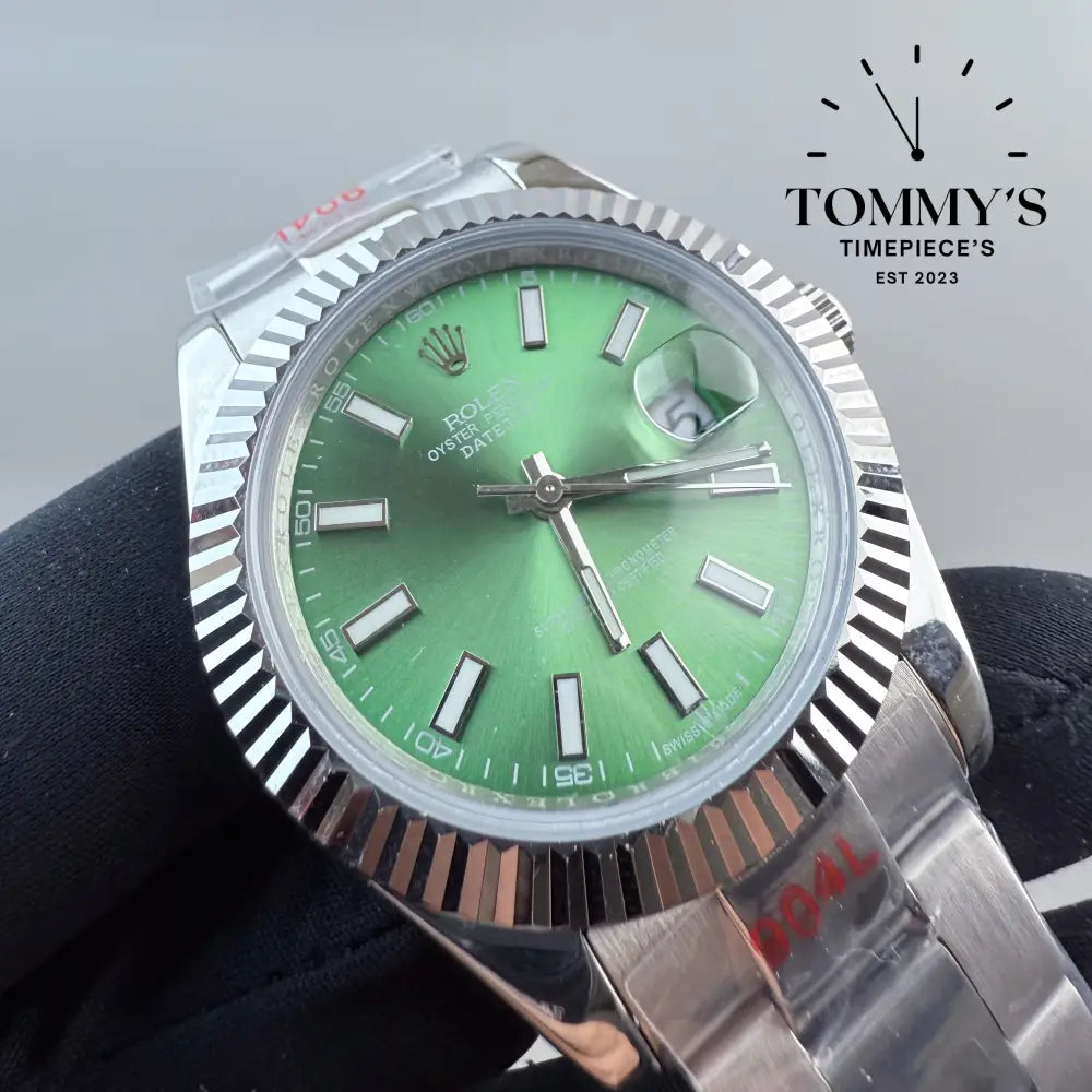 AAA + Datejust Green Dial On Oyster With Fluted Bezel