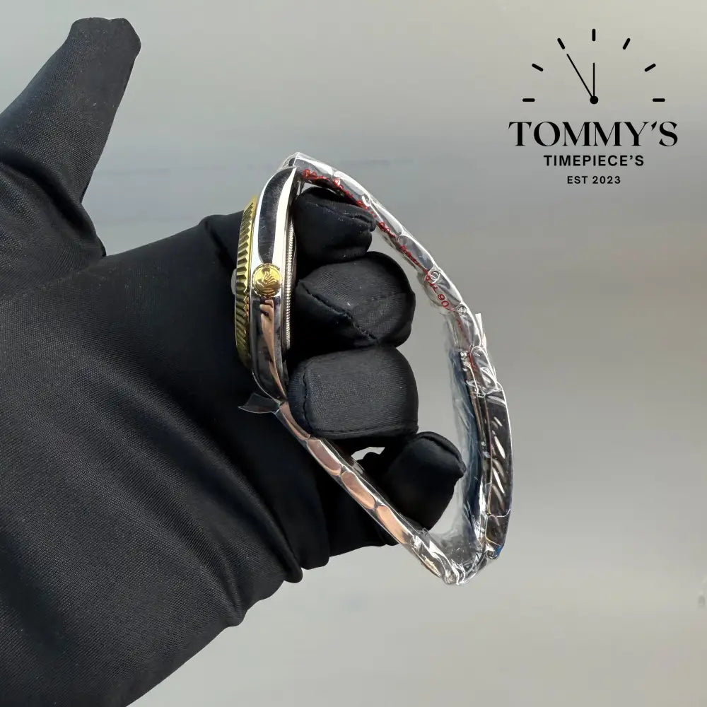 AAA + Datejust 41mm Blue Motif Dial (Bimetal Gold) On Oyster With Fluted Bezel