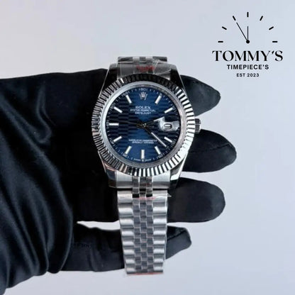 AAA+ Datejust (126331) 41mm Blue Motif Dial-Jubilee Bracelet (Fluted Bezel)