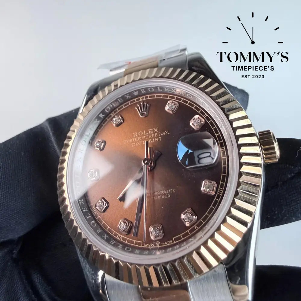 AAA+ Datejust (126331) 41mm Chocolate Diamond Dial-Oyster Bracelet (Fluted Bezel)