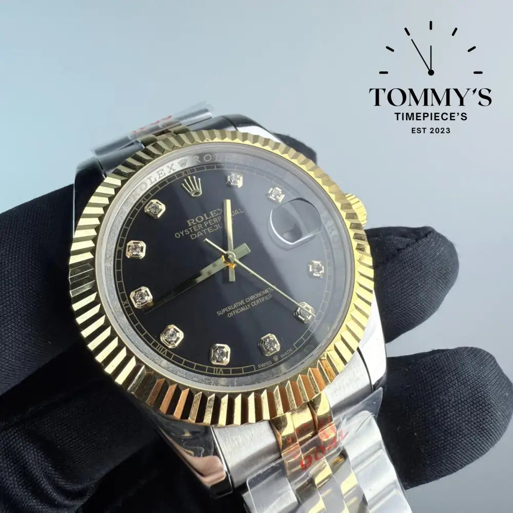 AAA+ Datejust (126333-0006G) 41mm Black Dial-Bimetal Bracelet (Fluted Bezel)