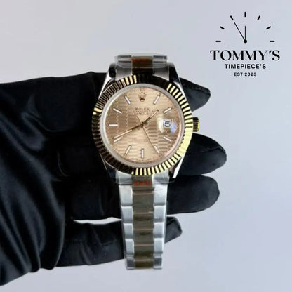 AAA+ Datejust (126333-0021) 41mm Champagne Motif Dial-Oyster Bracelet (Fluted Bezel)