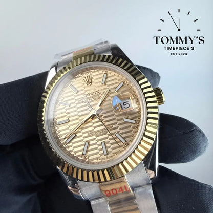 AAA+ Datejust (126333-0021) 41mm Champagne Motif Dial-Oyster Bracelet (Fluted Bezel)