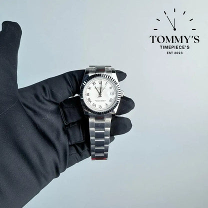 AAA+ Datejust, (126334) 41mm White Roman Dial-Oyster Bracelet (Fluted Bezel)