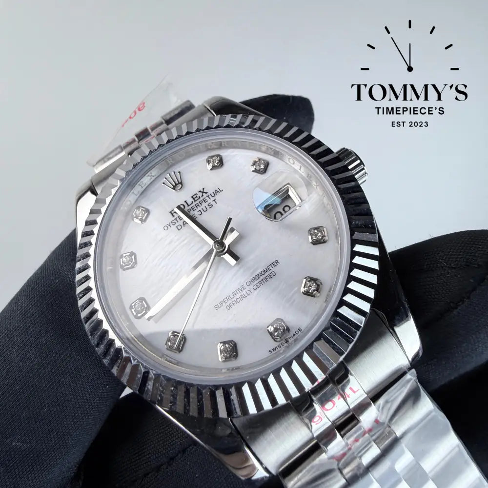 AAA+ Datejust (126334) 41mm White Dial And Diamond Hour Markers- Jubilee Bracelet (Fluted Bezel)