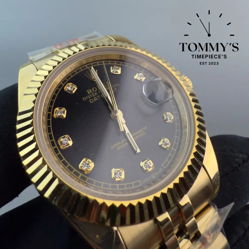 AAA + Datejust 41mm Black Dial (Full Gold) Jubilee With Fluted Bezel